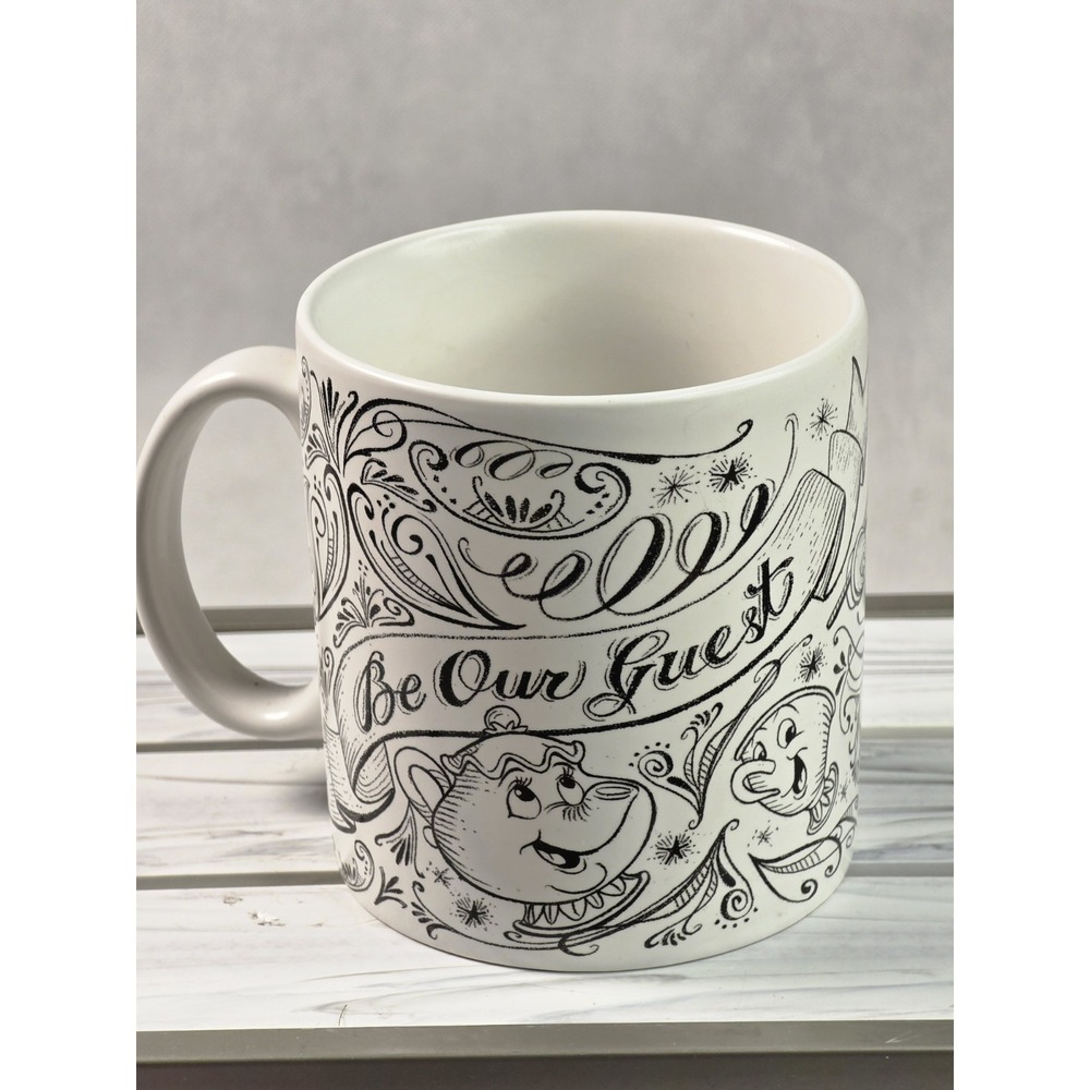 Disney Parks "Be Our Guest" Mug Beauty & the Beast Stoneware Matte White 18 oz